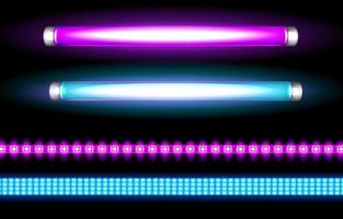 neon buis lampen en LED stroken, lang licht bollen vector
