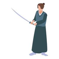 samurai zwaard icoon, isometrische stijl vector