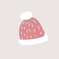 schattig gebreid roze hoed in hygge stijl. Scandinavisch knus element voor afdrukken, textiel, ansichtkaart of andere ontwerp project. vector