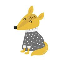 schattig vos in trui. aanbiddelijk foxy baby. kinderachtig dier karakter vector voor kaart, poster, textiel. Scandinavisch minimalistisch kinderen stijl