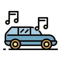 mooi hoor muziek- van de auto icoon kleur schets vector