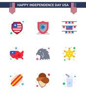 vlak pak van 9 Verenigde Staten van Amerika onafhankelijkheid dag symbolen van Amerikaans Politie Verenigde leger adelaar bewerkbare Verenigde Staten van Amerika dag vector ontwerp elementen