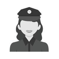 Politie vrouw vlak grijswaarden icoon vector