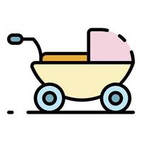 baby kinderwagen icoon kleur schets vector