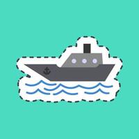 sticker lijn besnoeiing schip. vervoer elementen. mooi zo voor afdrukken, affiches, logo, teken, advertentie, enz. vector