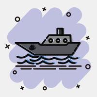 icoon schip. vervoer elementen. pictogrammen in grappig stijl. mooi zo voor afdrukken, affiches, logo, teken, advertentie, enz. vector