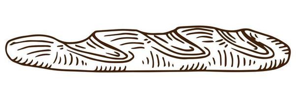 Frans baguette geïsoleerd langwerpig vorm bun schetsen. vector bakkerij Product, tarwe brood, gebakje voedsel