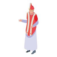 Katholiek priester icoon, isometrische stijl vector