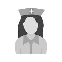 meisje in verpleegster uniform vlak grijswaarden icoon vector