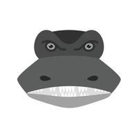 krokodil gezicht vlak grijswaarden icoon vector