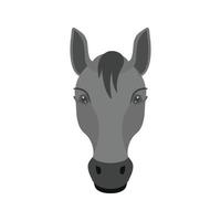 paard gezicht vlak grijswaarden icoon vector