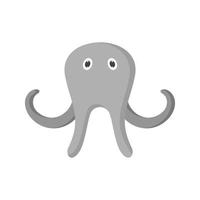 Octopus gezicht vlak grijswaarden icoon vector