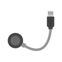 USB oplader vlak grijswaarden icoon vector