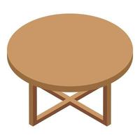 ronde houten tafel icoon, isometrische stijl vector