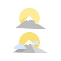 reeks van logos van grijs bergen met zon en wolken vector