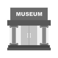 museum gebouw ii vlak grijswaarden icoon vector