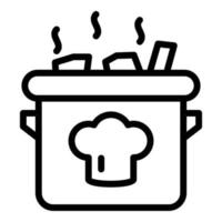 voedsel pan icoon, schets stijl vector