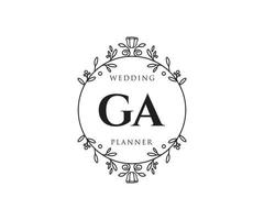 ga initialen brief bruiloft monogram logos verzameling, hand- getrokken modern minimalistisch en bloemen Sjablonen voor uitnodiging kaarten, opslaan de datum, elegant identiteit voor restaurant, boetiek, cafe in vector