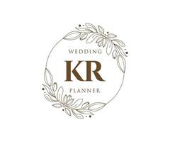 kr initialen brief bruiloft monogram logos verzameling, hand- getrokken modern minimalistisch en bloemen Sjablonen voor uitnodiging kaarten, opslaan de datum, elegant identiteit voor restaurant, boetiek, cafe in vector