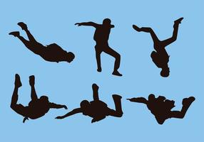 Skydiving Silhouet Gratis Vector