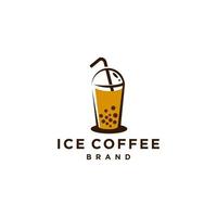 boba drinken logo, bubbel thee of koffie modieus drank logo icoon ontwerp illustratie Aan ogenblik kop met rietje symbool vector