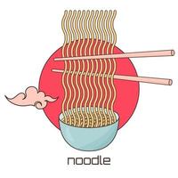 kom met ramen noodle vector