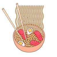 kom met ramen noodle vector