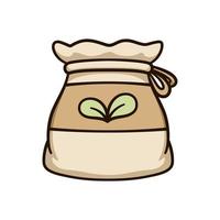 jute zak zak van zaden schattig tekenfilm illustratie. tuinieren landbouw landbouw clip art. vector