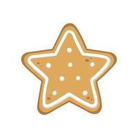 peperkoek ster vorm koekje biscuit. winter Kerstmis voedsel tekenfilm illustratie. vector