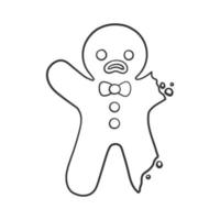 peperkoek Mens koekje met beet schets tekening tekenfilm illustratie. winter Kerstmis voedsel thema kleur boek bladzijde werkzaamheid voor kinderen. vector