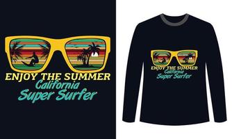 zomer t-shirts ontwerp genieten de zomer Californië super surfer vector