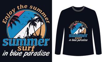 zomer t-shirts ontwerp genieten de zomer surfen in blauw paradijs vector