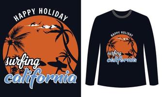 zomer t-shirts ontwerp gelukkig vakantie surfing Californië vector