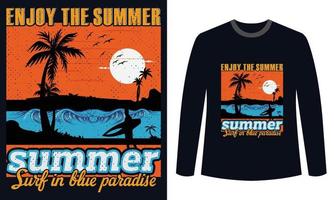 zomer t-shirts ontwerp genieten de zomer surfen in blauw paradijs vector