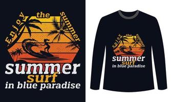 zomer t-shirts ontwerp genieten de zomer surfen in blauw paradijs vector