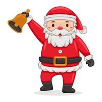 schattig de kerstman claus rinkelen klokken in tekenfilm stijl illustratie vector