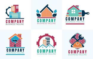 kleurrijk bouw bedrijf logo verzameling vector