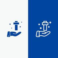 hand- viering christen kruis Pasen lijn en glyph solide icoon blauw banier lijn en glyph solide icoon blauw banier vector