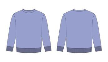 blanco kinderen sweater technisch schetsen. lila kleur. kinderen slijtage jumper ontwerp sjabloon. vector