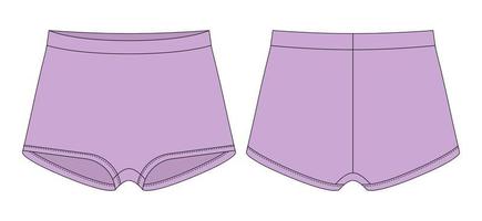 blanco meisjes onderbroek technisch schetsen. pastel Purper kleur. dame lingerie. vrouw onderbroek. vector