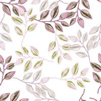 uit de vrije hand takken met bladeren naadloos patroon. hand- getrokken biologisch achtergrond. decoratief Woud blad eindeloos behang. vector