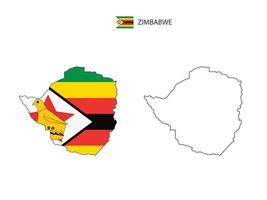 Zimbabwe kaart stad vector verdeeld door schets eenvoud stijl. hebben 2 versies, zwart dun lijn versie en kleur van land vlag versie. beide kaart waren Aan de wit achtergrond.