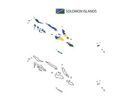 Solomon eilanden kaart stad vector verdeeld door schets eenvoud stijl. hebben 2 versies, zwart dun lijn versie en kleur van land vlag versie. beide kaart waren Aan de wit achtergrond.