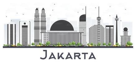 Jakarta Indonesië stad horizon met grijs gebouwen geïsoleerd Aan wit achtergrond. vector