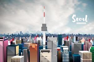 Seoel stad horizon. vector illustratie.