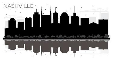 Nashville Tennessee Verenigde Staten van Amerika stad horizon zwart en wit silhouet. vector
