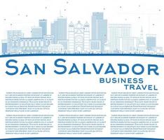 schets san Salvador horizon met blauw gebouwen en kopiëren ruimte. vector