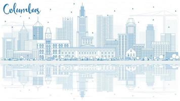 schets Columbus horizon met blauw gebouwen en reflecties. vector
