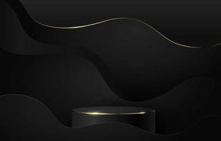 abstract golvend zwart achtergrond met goud accent kleur vector