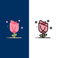 flora bloemen bloem natuur roos pictogrammen vlak en lijn gevulde icoon reeks vector blauw achtergrond